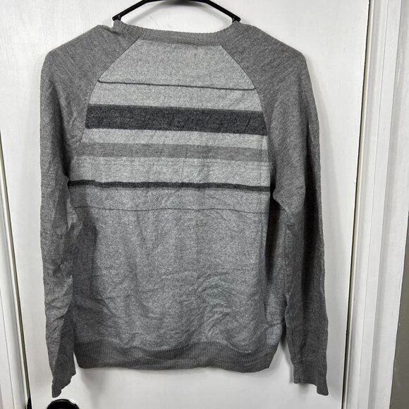Calvin Klein Italian Yarn Heather Gray Striped Sweater |Merino Wool Blend | Sz M - Picture 9 of 9
